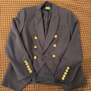 Quince Scuba Double-Breasted Blazer - Navy with Gold Buttons